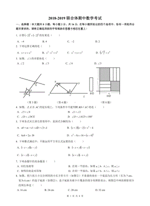 2018-2019南京联合体七年级下册数学期中试卷及答案.pdf