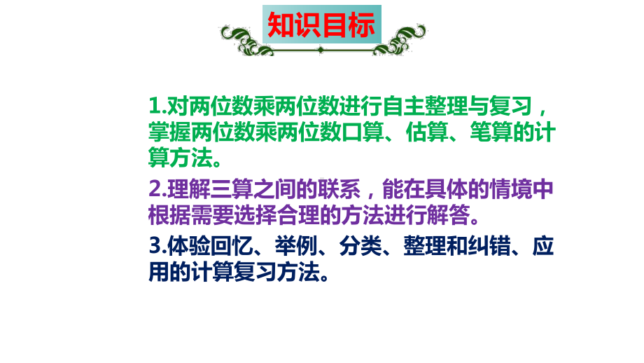 （名师课堂）人教新课标版三年级数学下册第四单元《两位数乘两位数》核心考点梳理(复习课件)(共35张PPT).ppt_第3页