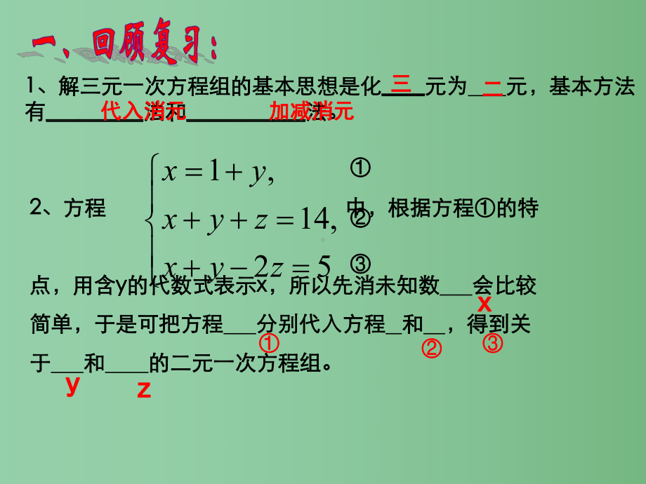 七年级数学下册-8.4-三元一次方程组的解法(第2课时)课件1-(新版)新人教版A.ppt_第3页