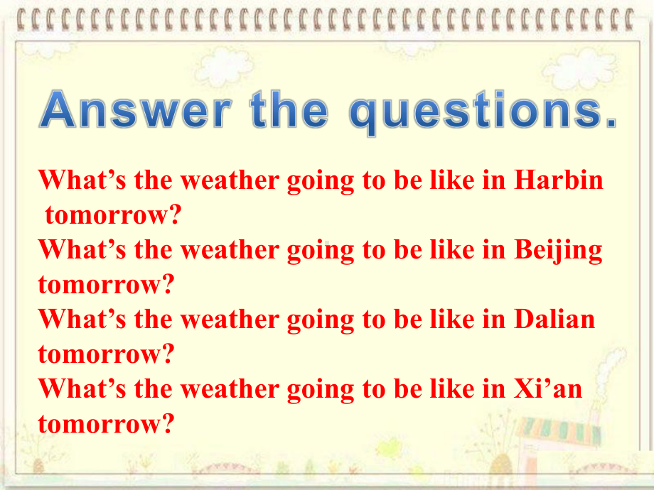 外研版（三起）六下英语：M2U2 It will snow in Harbin.（1）.ppt_第2页