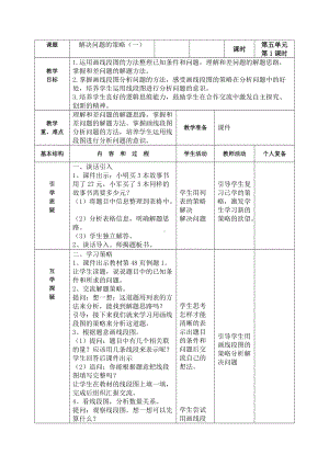 苏教版四年级数学下册第五单元《解决问题的策略》集体备课全部教案（共3课时）.doc