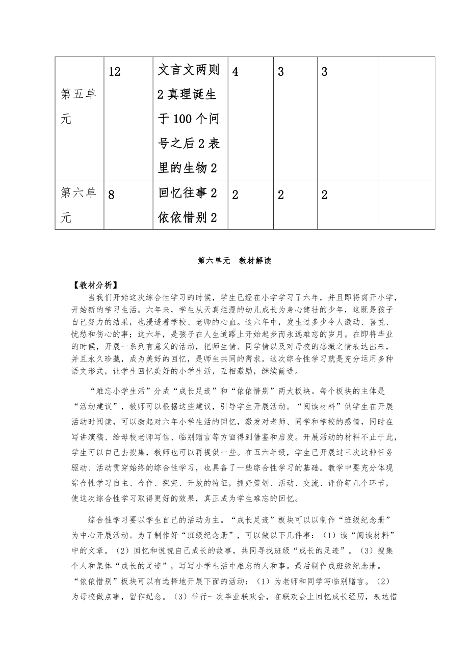 部编版小学语文六年级下册第六单元集体备课教学计划及全部教案.docx_第2页