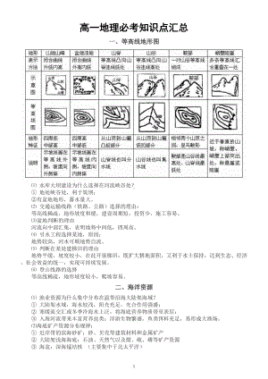 高中地理一年级必考知识点汇总（初升高开学必备）.doc