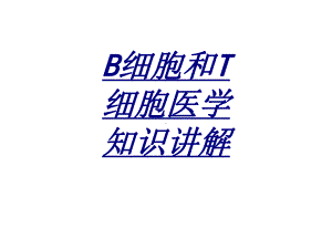 B细胞和T细胞医学知识讲解讲义课件.ppt