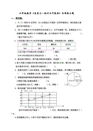 苏教版六年级下册数学总复习统计与可能性专题练习题 无答案.docx