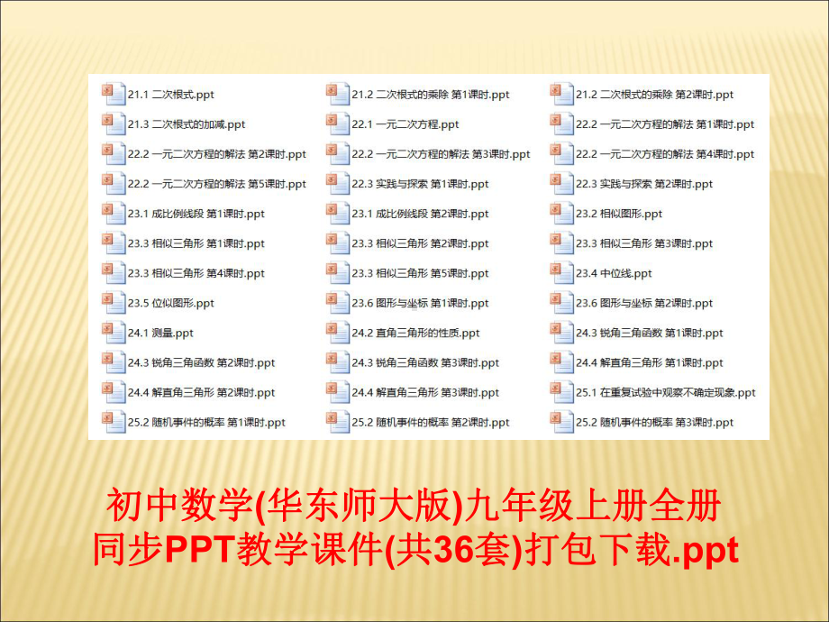 初中数学(华东师大版)九年级上册全册同步PPT教学课件(共36套)打包下载.ppt_第1页