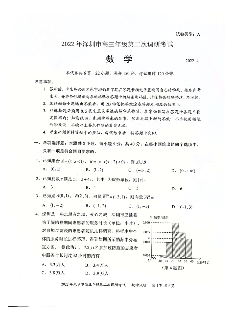 2022深圳市高三二模.doc_第1页