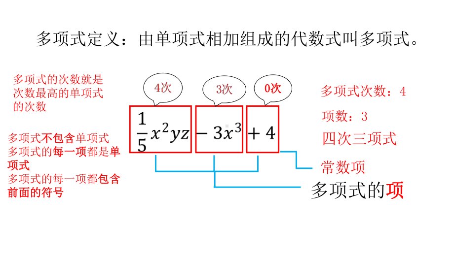 冀教版数学七年级上册4.1.2多项式和整式课件.pptx_第3页