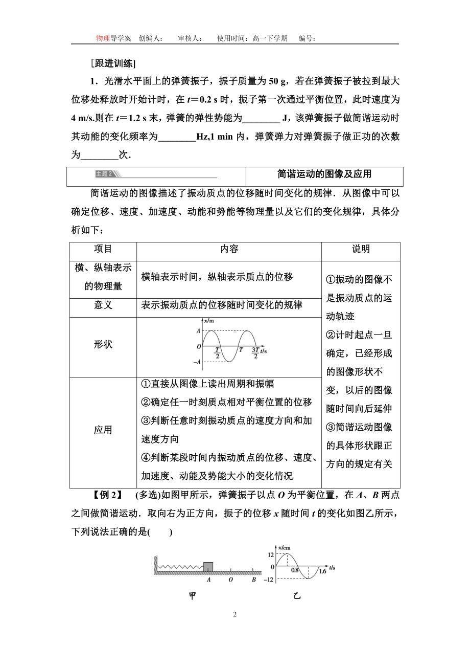 2.章末综合提升学案 （无答案） -（2019）新人教版高中物理高二选择性必修第一册.doc_第2页