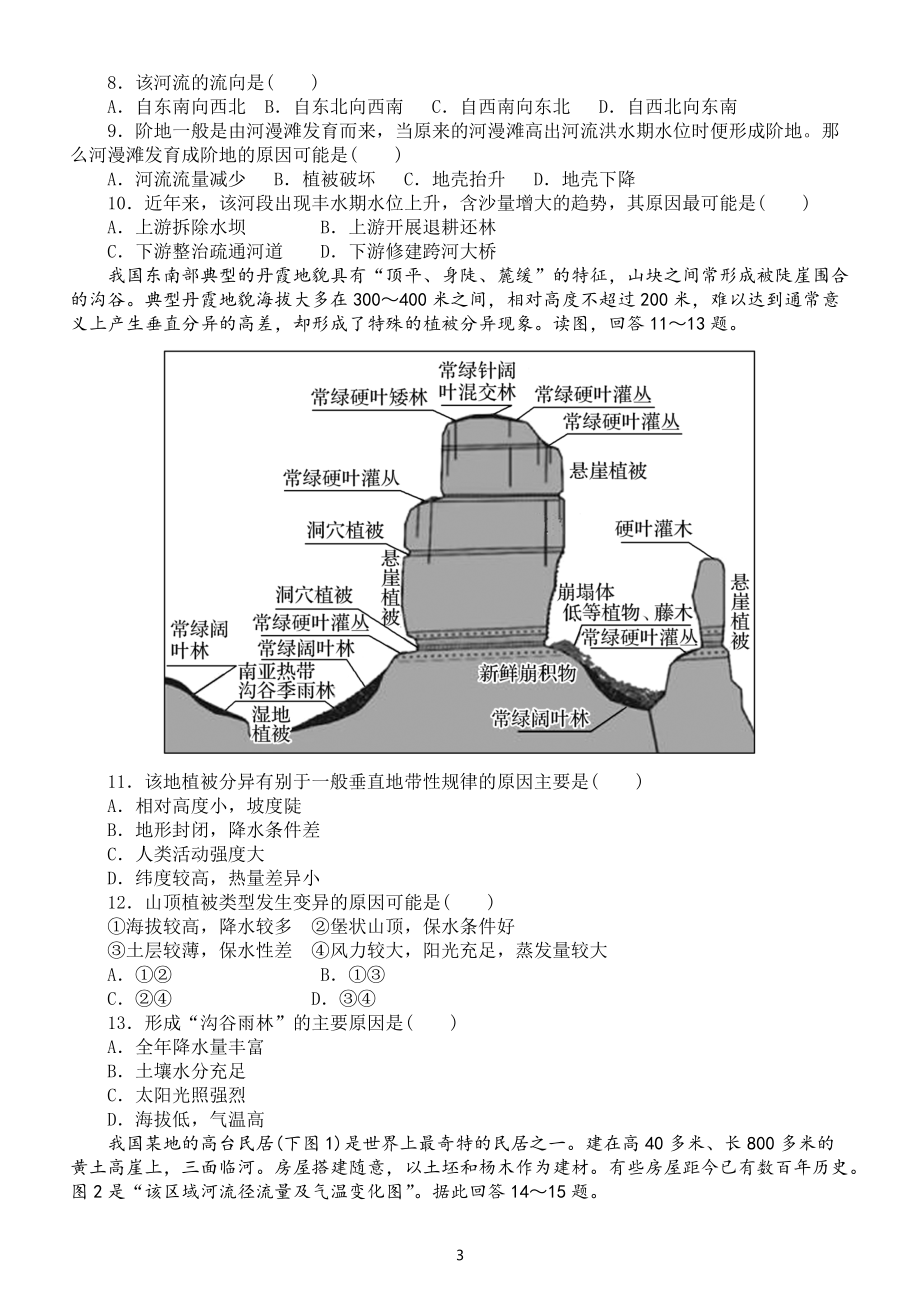 高中地理高考地理示意图和景观图分析型试题专项练习（共21题附参考答案）.docx_第3页