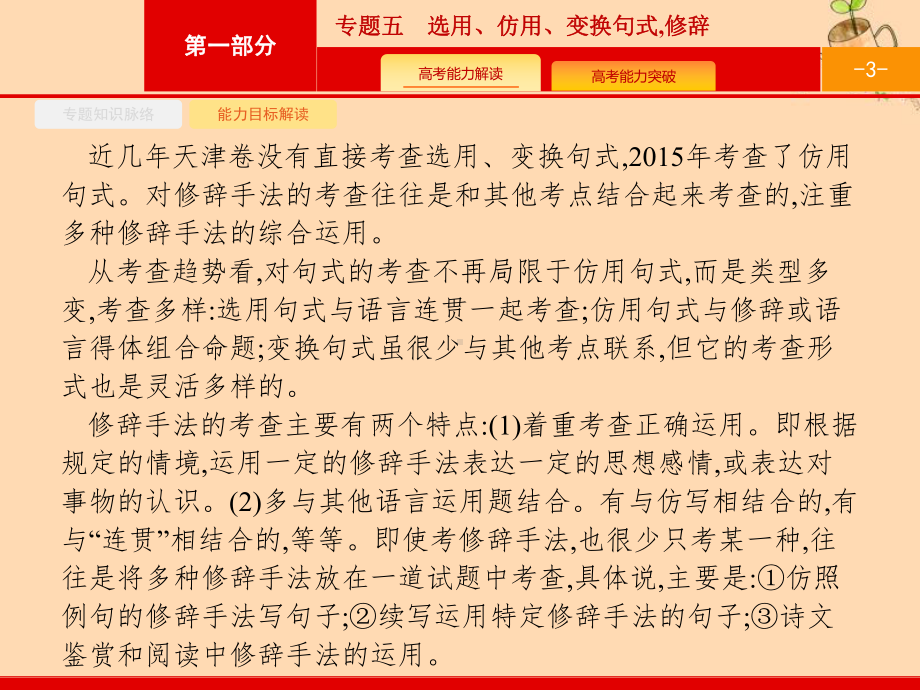 (课标专用)天津市2020高考语文二轮复习第1部分专题5选用、仿用、变换句式修辞课件.pptx_第3页