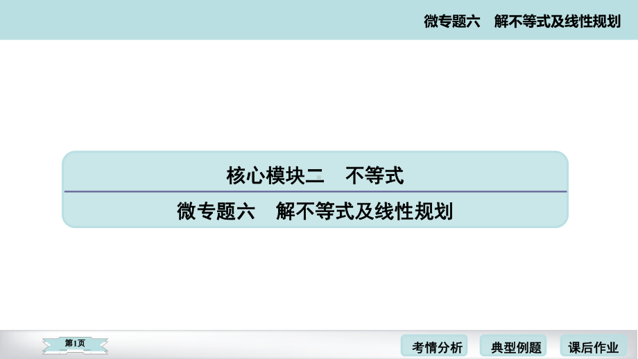 2020高考数学二轮微专题解不等式及线性规划考点考向考题点拨(60张)课件.pptx_第1页