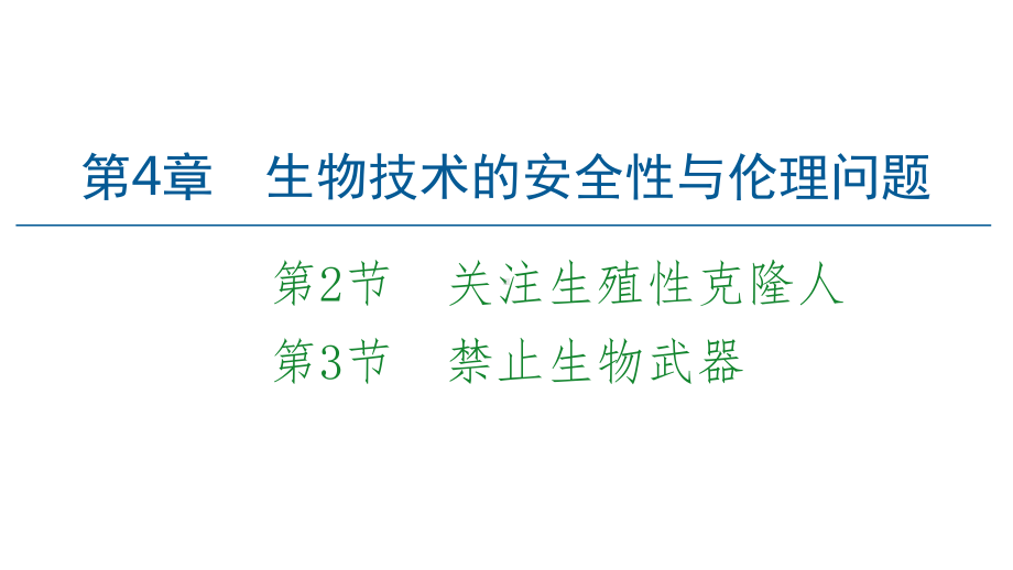 2020-2021学年新教材人教版生物选择性必修3课件：关注生殖性克隆人-禁止生物武器.ppt_第1页