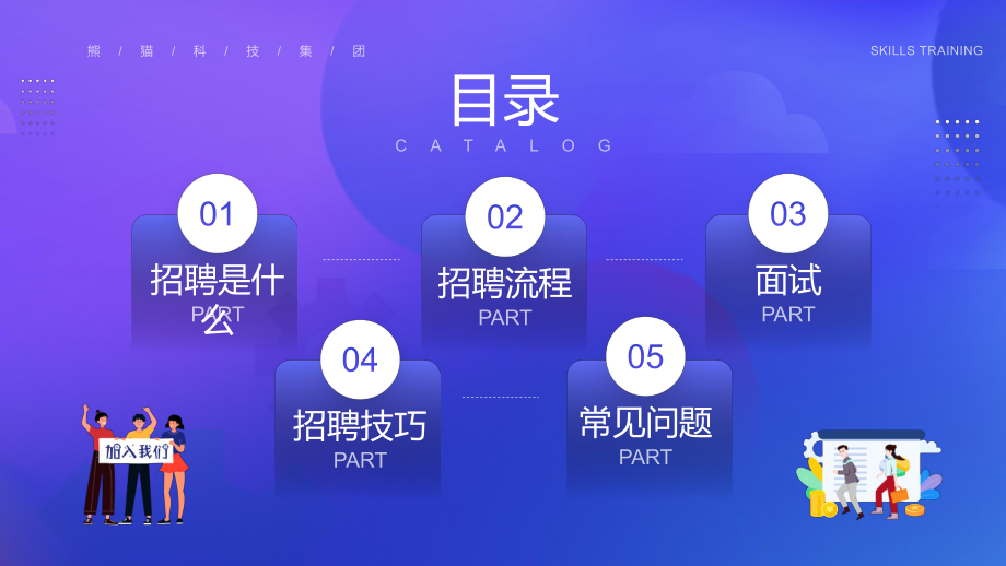 蓝紫渐变插画风企业招聘技巧培训演示（PPT课件）.pptx_第2页