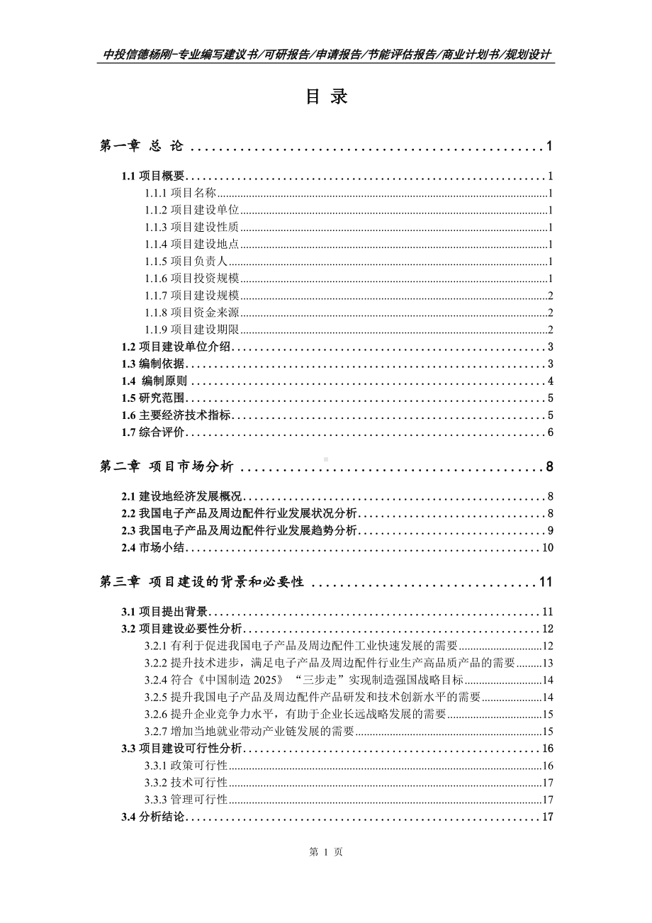 电子产品及周边配件生产项目可行性研究报告建议书模板.doc_第2页