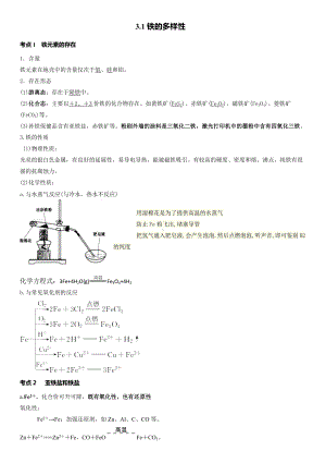 3.1 铁的多样性 讲义-（2019）新鲁科版高中化学必修第一册.doc