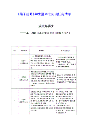 《猴子捞月》学生整本书阅读任务清单.doc