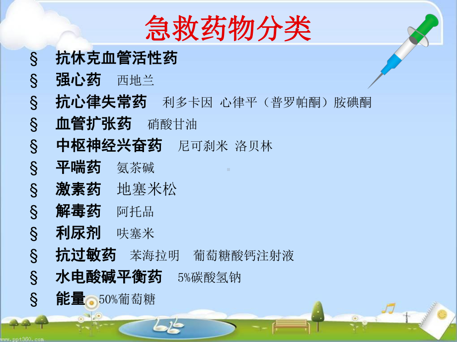 常用急救药品的药理作用和不良反应课件.ppt_第1页