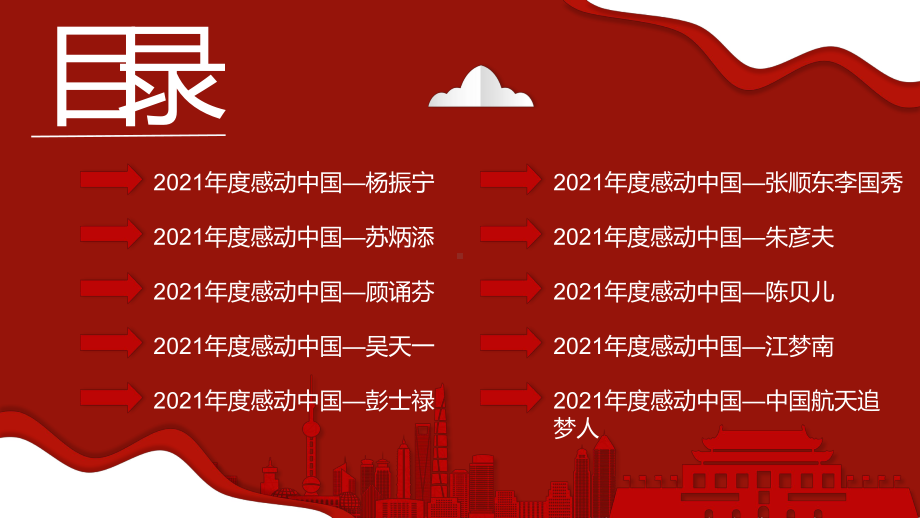 红色大气2022年度感动中国十大人物介绍动态动态PPT教学模板.pptx_第2页