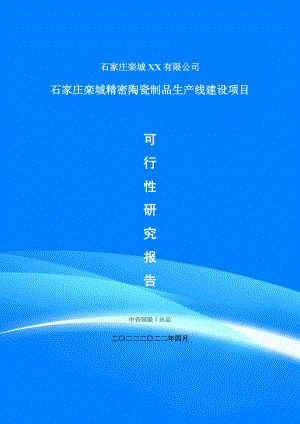 石家庄栾城精密陶瓷制品生产线建设项目申请报告可行性研究报告.doc