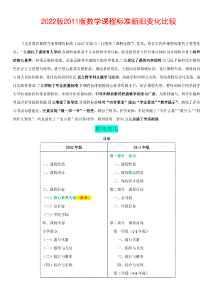 最新2022版2011版 数学课程标准 新旧变化比较 134页精品解读解析资料.pdf