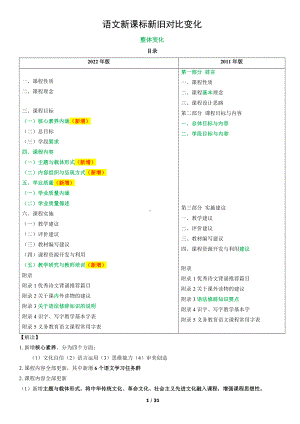 2022版语文新课标与2011版对比变化（统编版小学语文教师）.docx