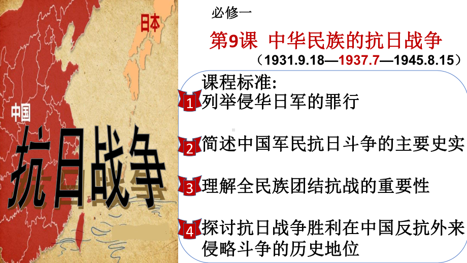 北师大版高中历史必修一2.9《中华民族的抗日战争-》(共25页)课件.ppt_第1页