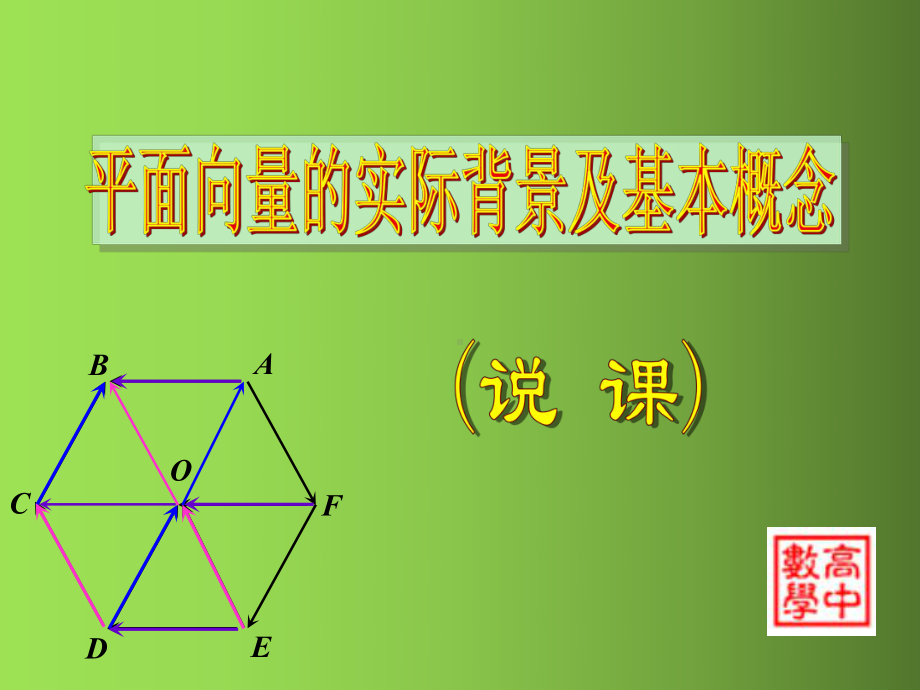 人教版数学必修四平面向量实际背景及基本概念-平面向量说课稿课件.pptx_第1页