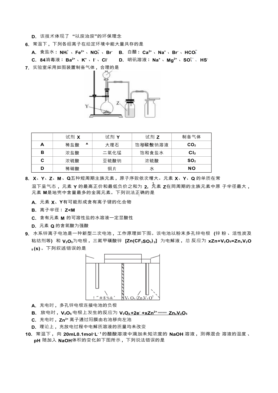 2022届高三化学试题及答案.docx_第2页