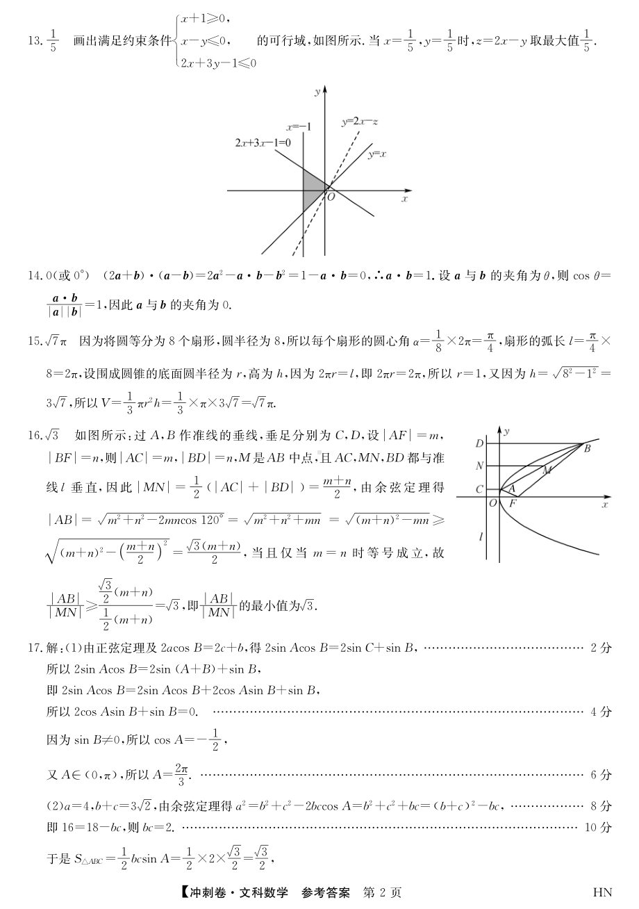 2022届安徽省高考冲刺卷（一）数学（文）答案.pdf_第2页