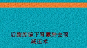 医学后腹腔镜下肾囊肿去顶减压术PPT培训课件.ppt