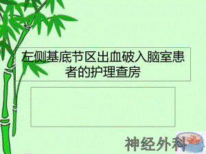 左侧基底节区出血破入脑室患者的护理和查房（PPT课件）.ppt