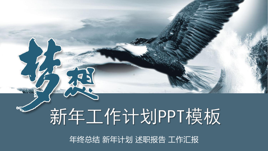 雄鹰展翅背景的新年工作计划PPT资料.pptx_第1页