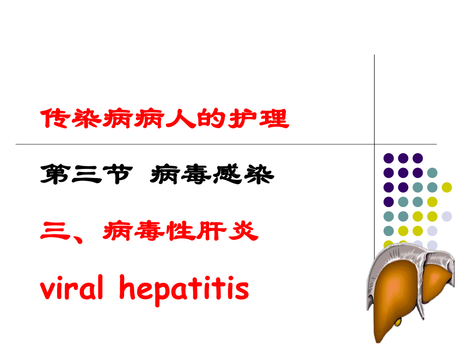 传染病病人的护理第三节 病毒感染三、病毒性肝炎viral hepatitis-课件.ppt_第1页