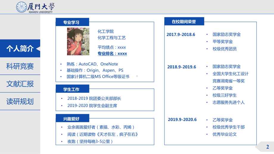 2022厦门大学研究生化学工程专业复试答辩PPT课件（带内容）.pptx_第2页