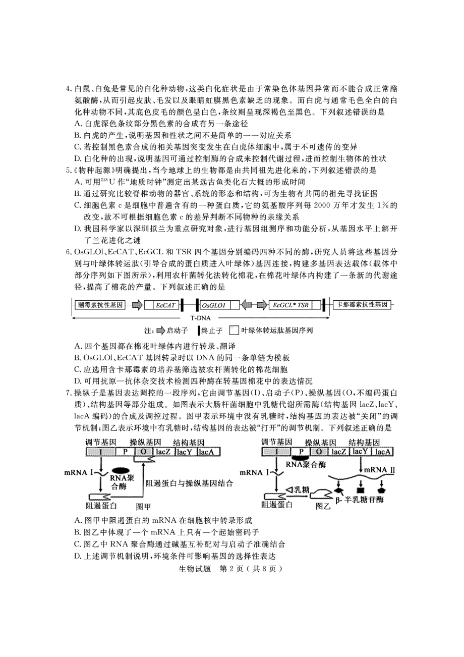 山东济宁市2022届高三生物二模试卷及答案.pdf_第2页