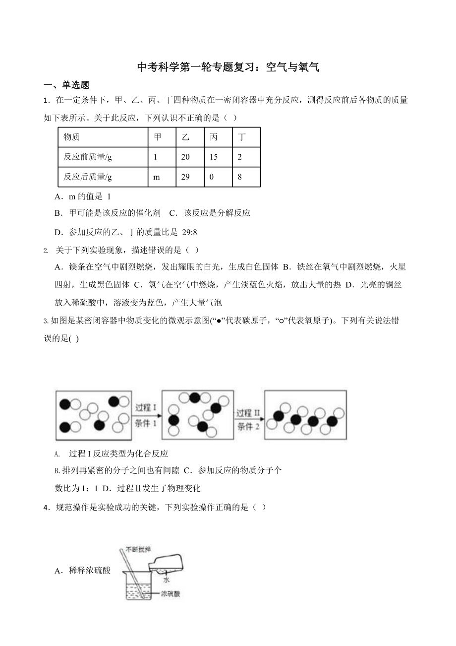 中考科学第一轮专题复习：空气与氧气.pptx_第1页