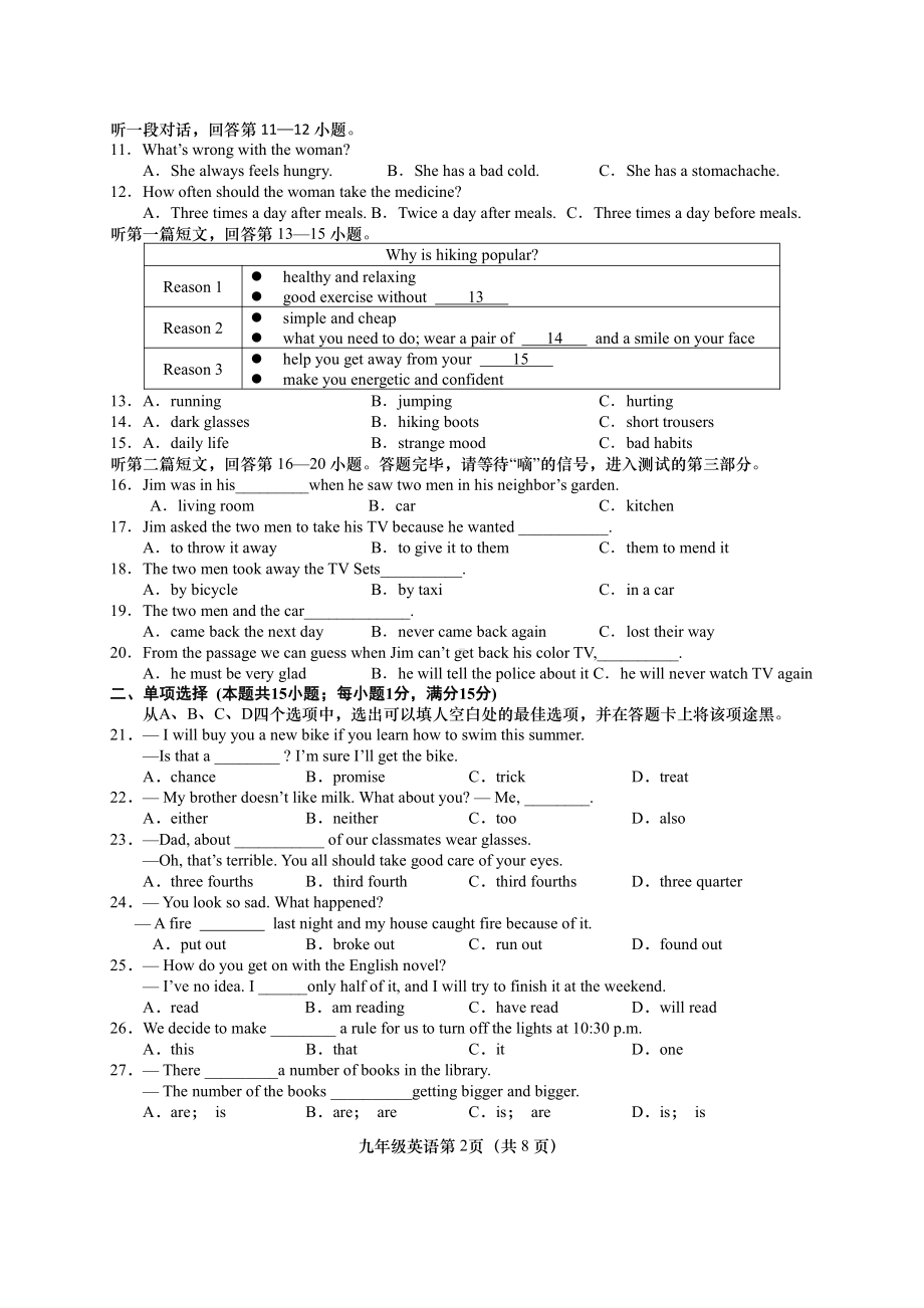 江苏盐城阜宁县2021年中考英语一模试卷真题.pdf_第2页