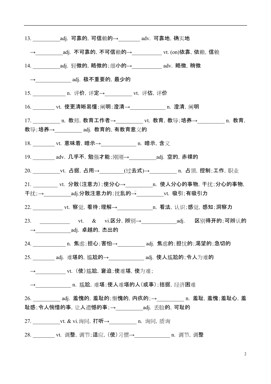 unit 4 body language词性变换检测-（2019）新人教版高中英语选择性必修第一册.docx_第2页