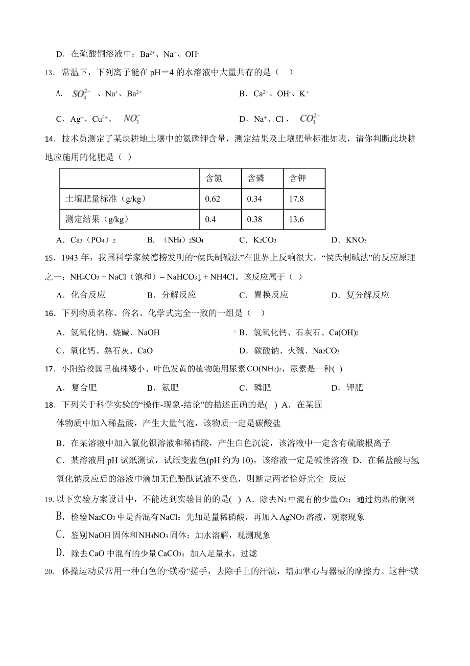 中考科学第一轮专题复习：盐与化肥.pptx_第3页