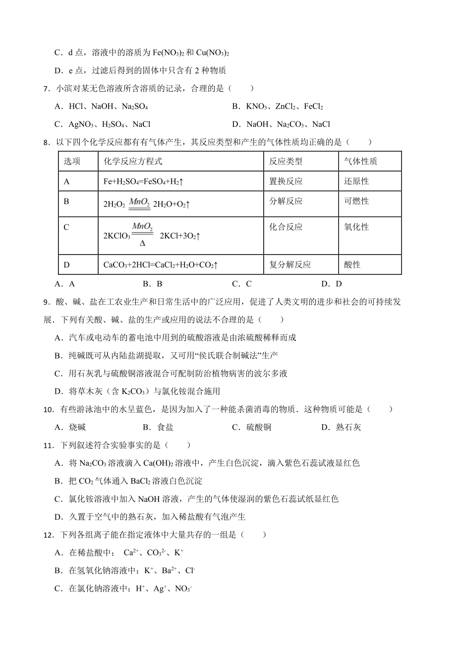 中考科学专题复习：盐与化肥附答案.pdf_第2页