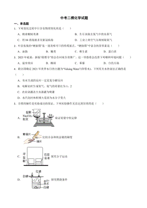 河南省平顶山市中考二模化学试题含答案.pdf