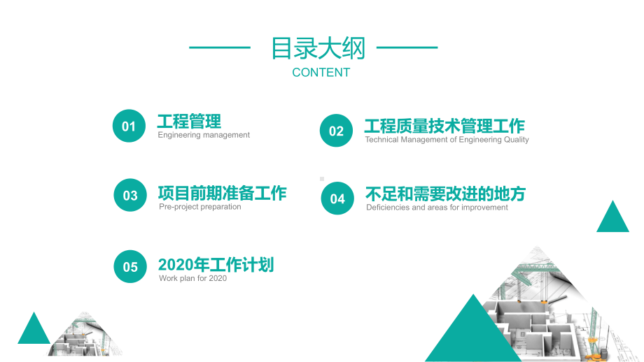 绿色大气简约工程部建筑年终总结报告工作计划汇报图文PPT课件模板.pptx_第3页