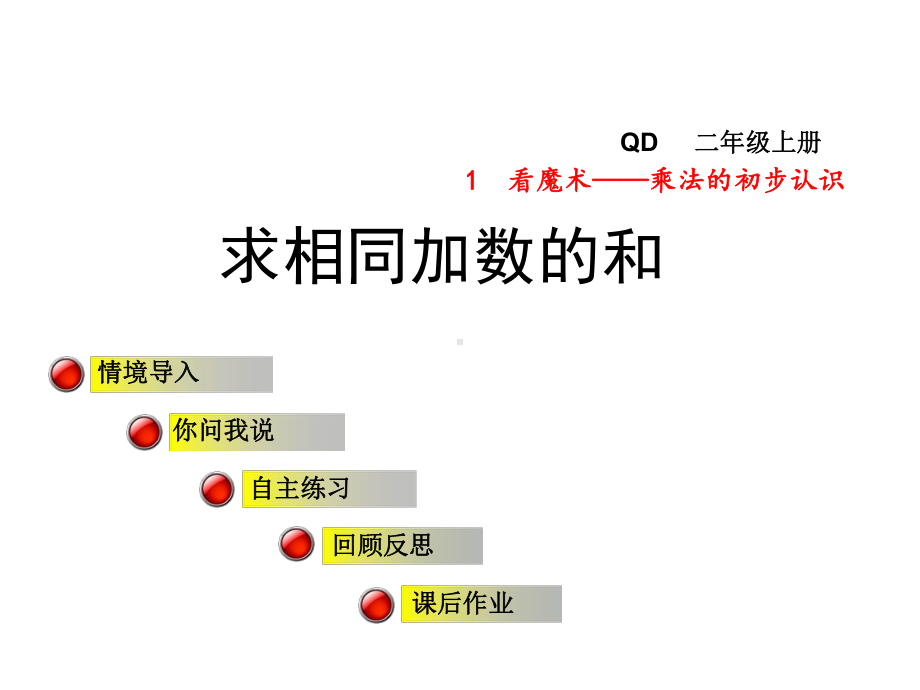 二年级数学上册第一单元信息窗1求相同加数的和课件青.ppt_第1页