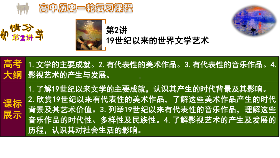 人教版高三历史一轮复习优质课件：19世纪以来的世界文学艺术.pptx_第2页