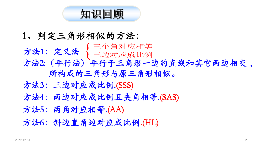 人教版九年级下册数学-2723相似三角形应用举例-(共25张)课件.ppt_第2页