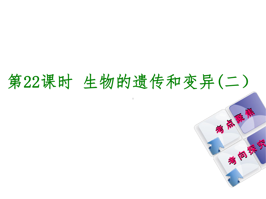 中考生物复习方案主题七生物的生殖、发育和遗传、变异第22课时生物的遗传和变异(二)课件.ppt_第1页