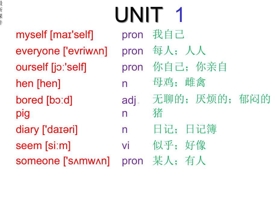 八年级上册英语单词(人教版)课件.ppt（纯ppt,无音视频）_第3页