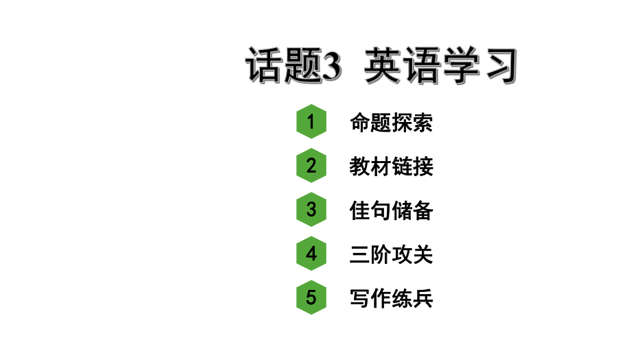 人教版中考英语作文指导与复习-话题3-英语学习课件.ppt_第1页