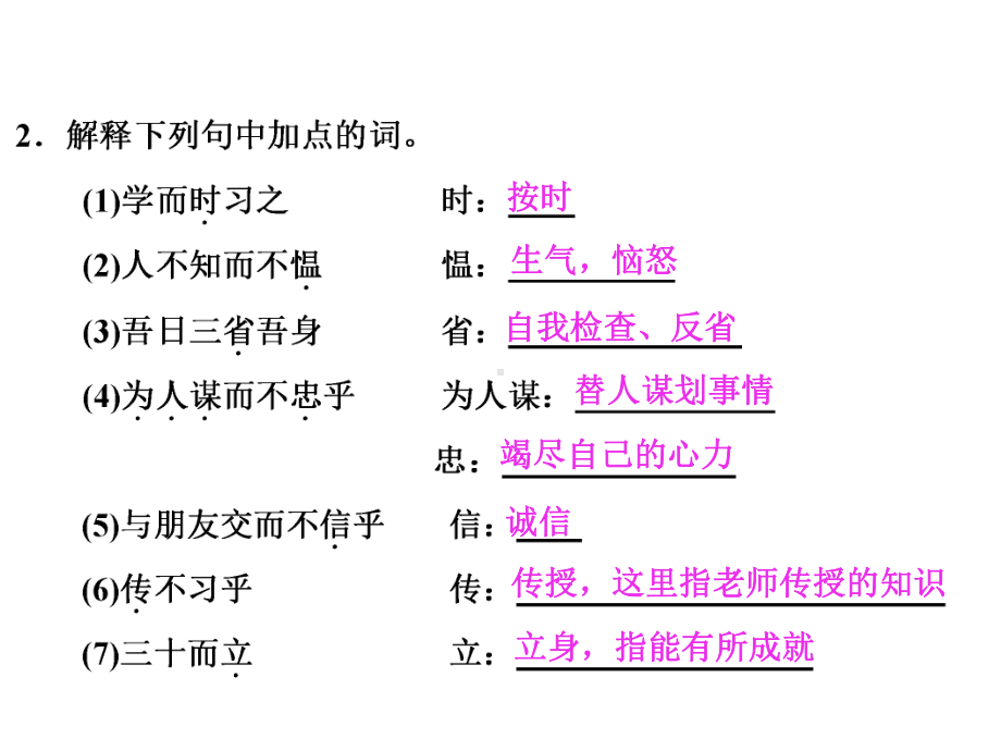 人教版七年级上册语文：第11课《《论语》十二章》（习题课）课件.ppt_第3页